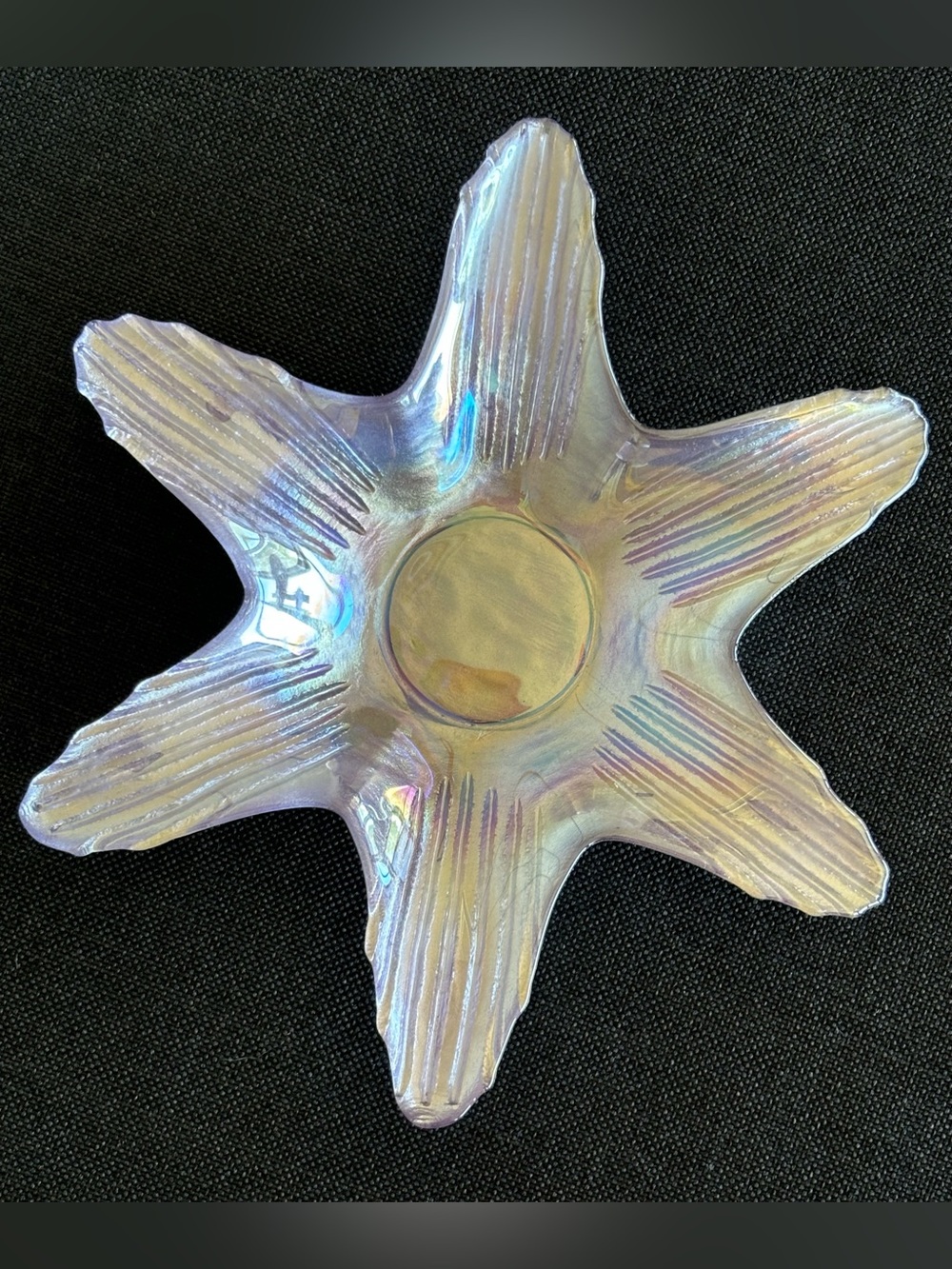 Iridescent Starfish/Flower Glass Candle Holder/Dish